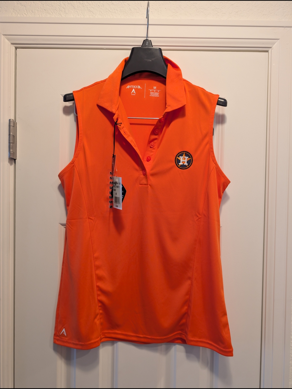 Antigua Women's Houston Astros Sleeveless Polo - Bright Orange